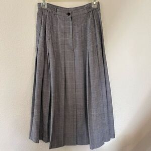 Vintage Classic Plaid Pleated Midi Skirt